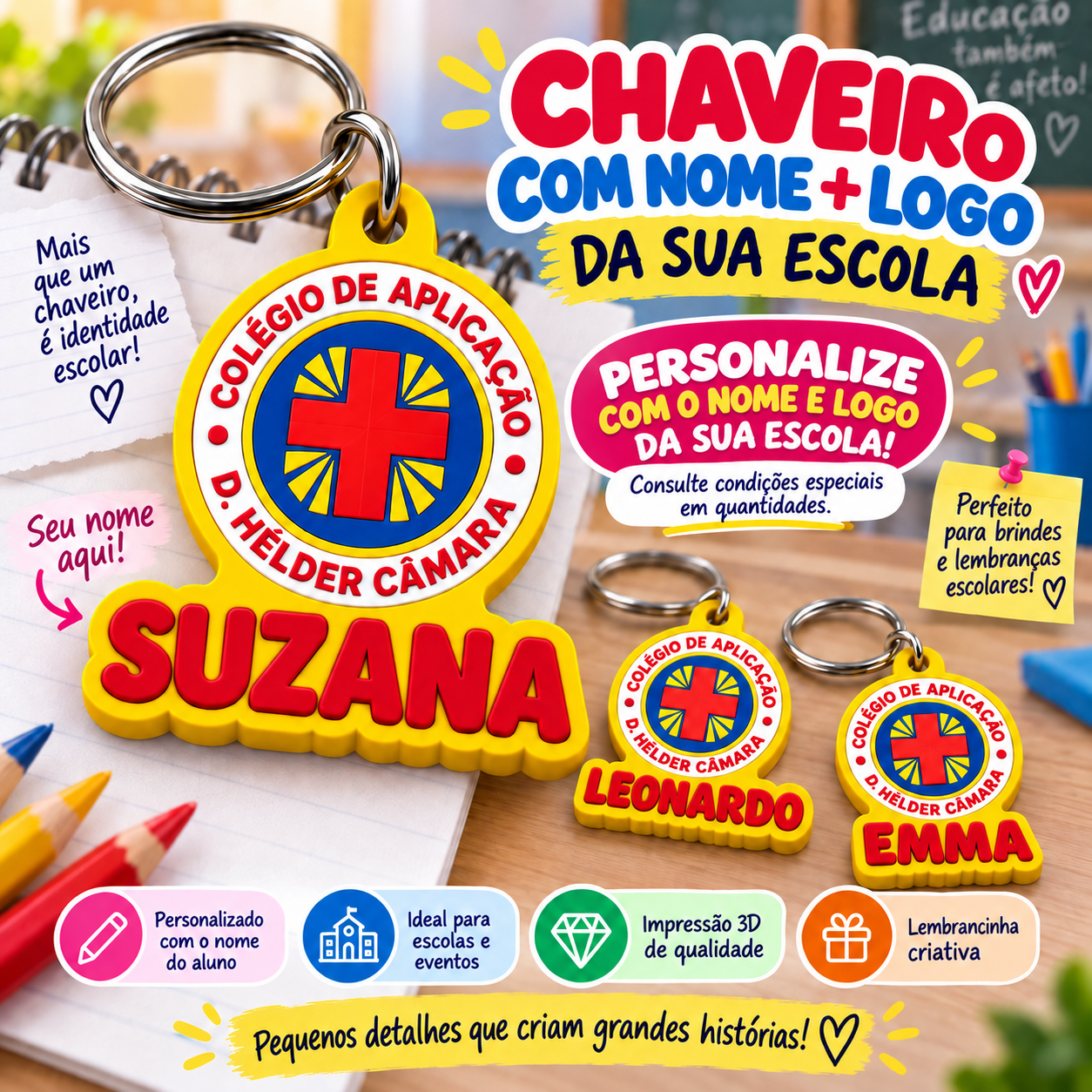 Chaveiro com a Logo da Escola até 4 Cores